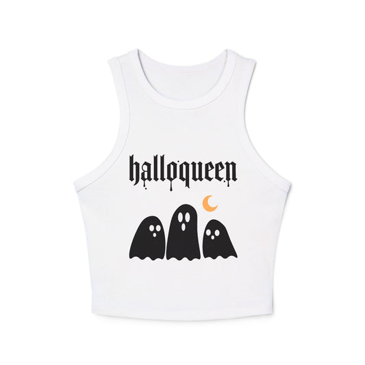 Halloqueen Racer Tank Top — Cute Gothic Ghosts Halloween Crop