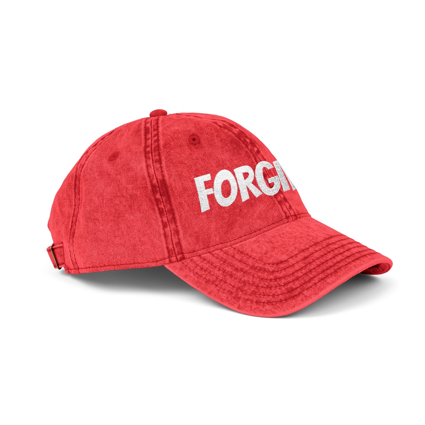 Forgiven Embroidered Vintage Cap — Washed Red Dad Hat