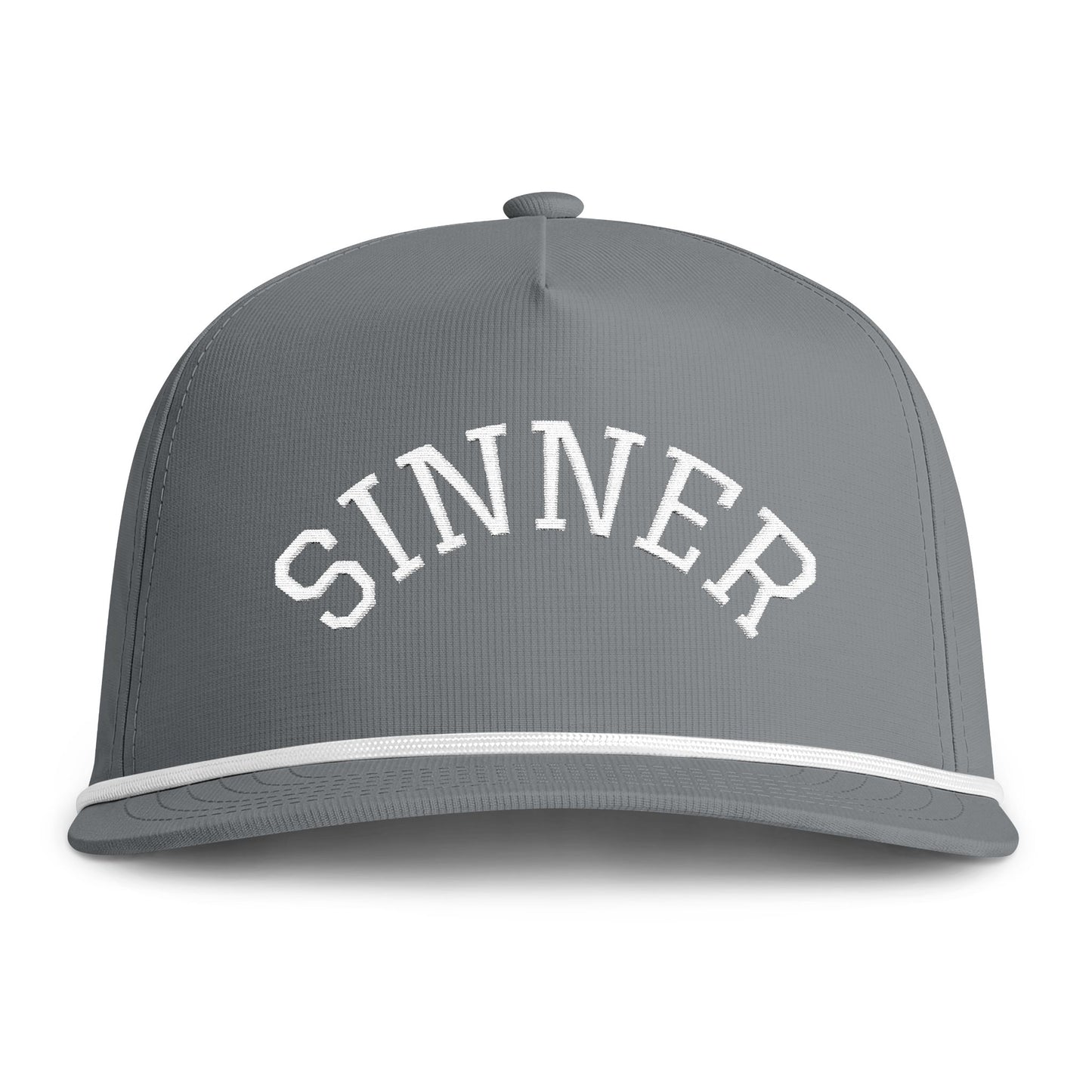 Sinner Rope Cap — Vintage Sunwashed Trucker Hat with Arched Embroidered Text