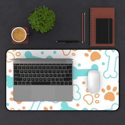 Pet Paw & Bone Desk Mat — Cute Dog Paw Print Mouse Pad