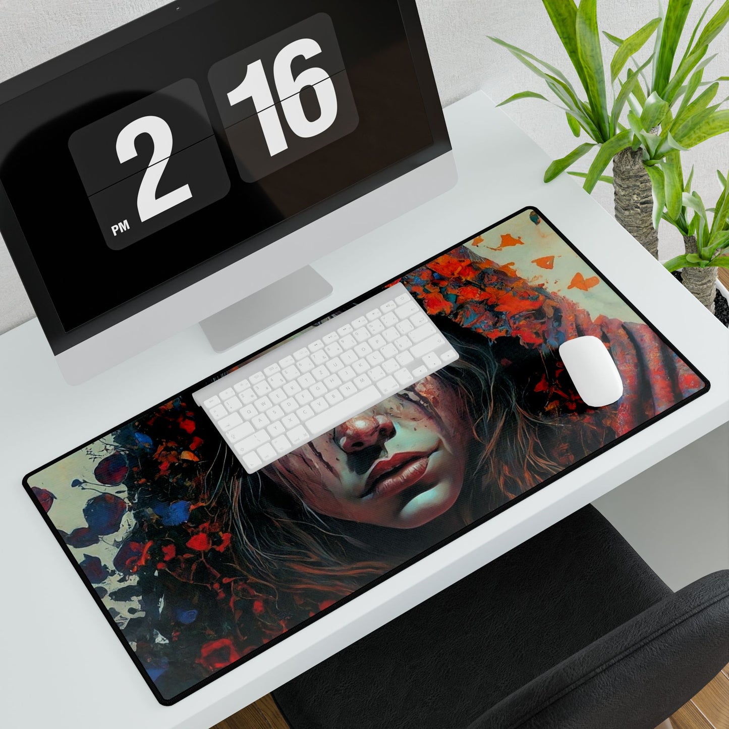 Crying Girl Desk Mat — Dark Fantasy Gaming Mouse Pad