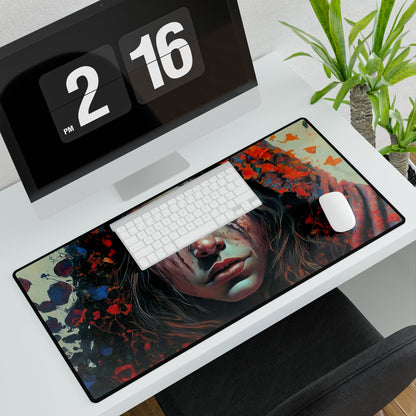 Crying Girl Desk Mat — Dark Fantasy Gaming Mouse Pad