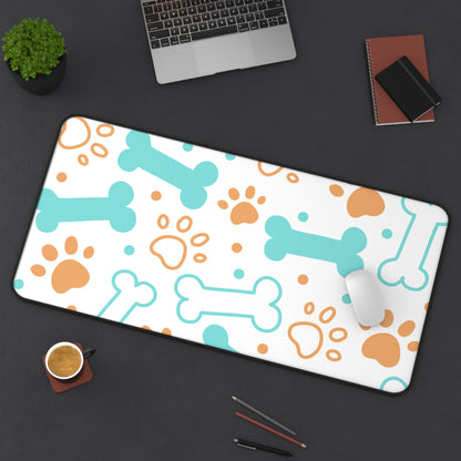 Pet Paw & Bone Desk Mat — Cute Dog Paw Print Mouse Pad