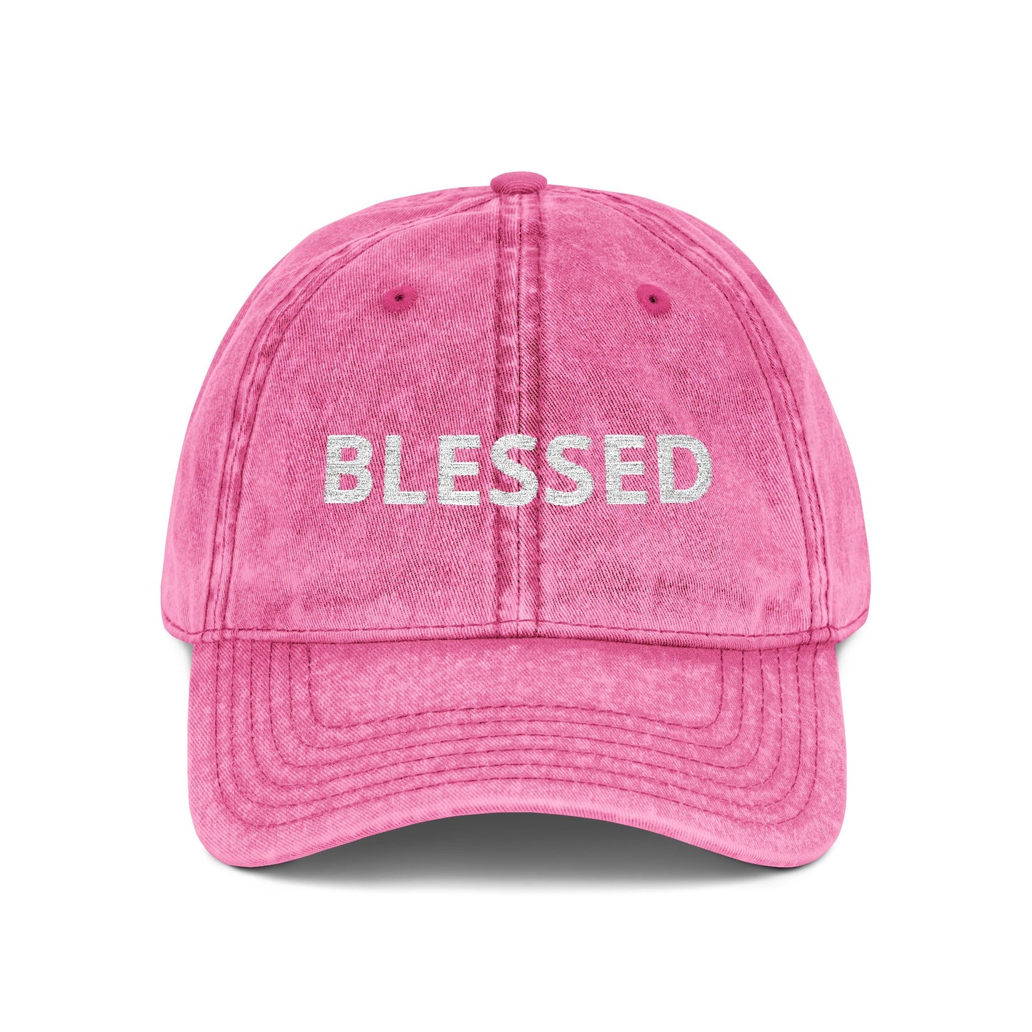 Blessed Vintage Embroidered Cap — Washed Red Baseball Hat