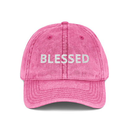 Blessed Vintage Embroidered Cap — Washed Red Baseball Hat