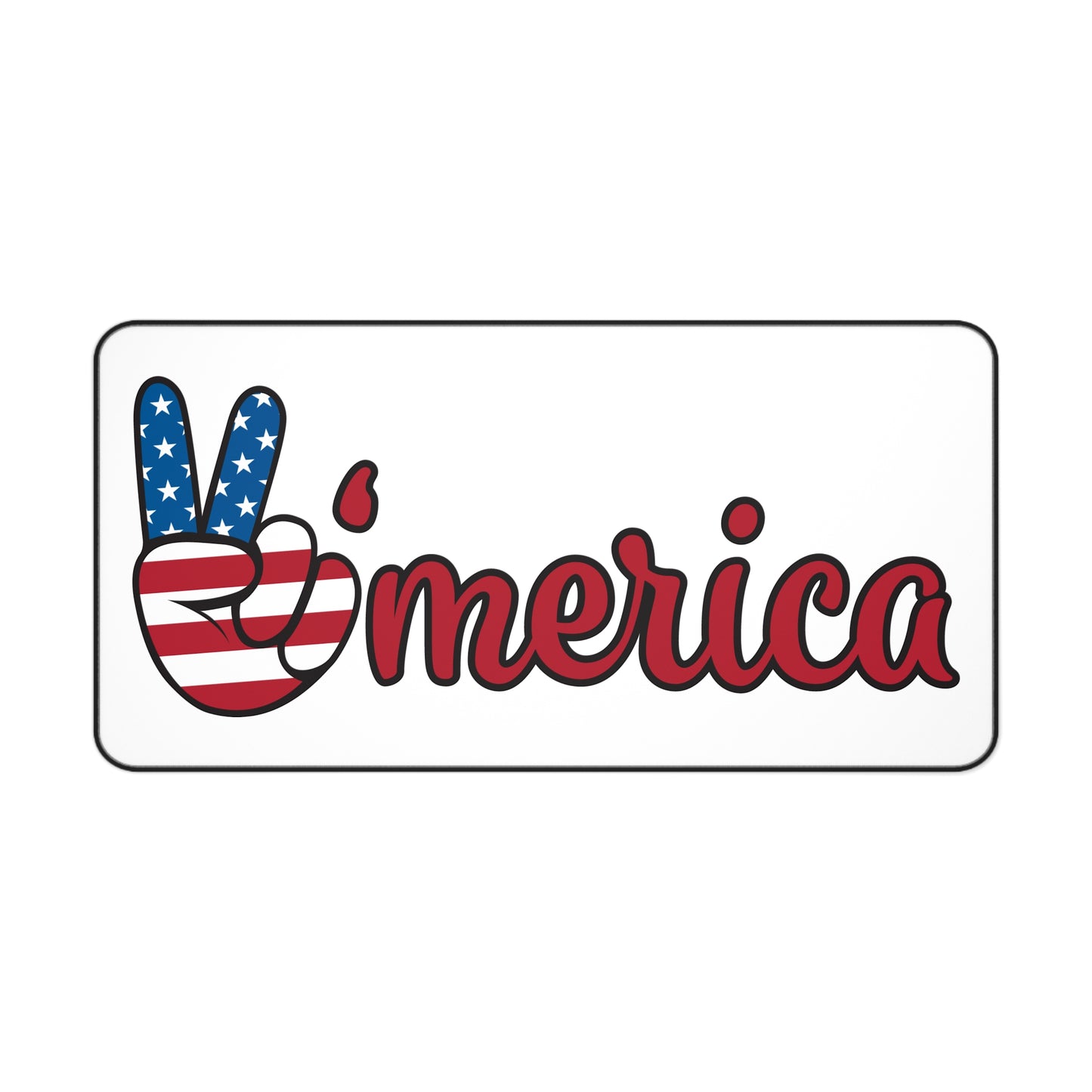 Patriotic ‘Merica Desk Mat – American Flag Peace Sign Mouse Pad