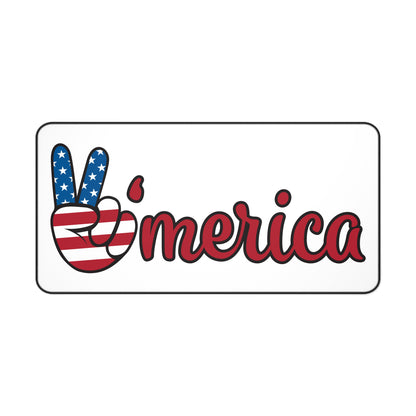 Patriotic ‘Merica Desk Mat – American Flag Peace Sign Mouse Pad