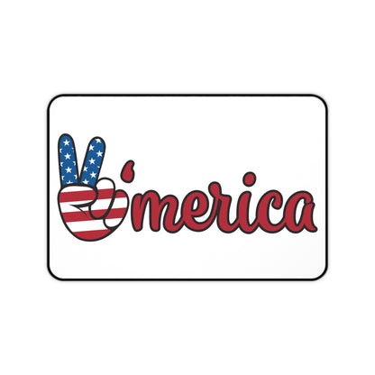 Patriotic ‘Merica Desk Mat – American Flag Peace Sign Mouse Pad