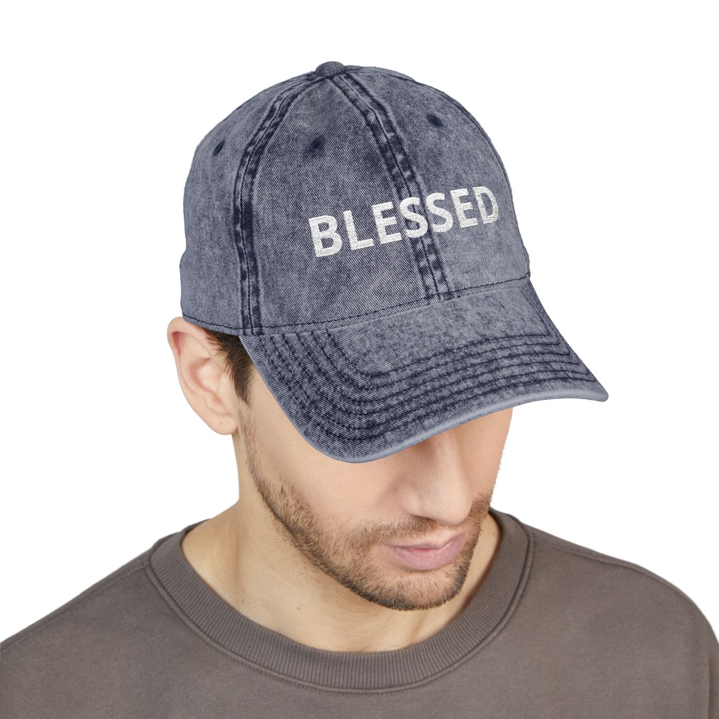 Blessed Vintage Embroidered Cap — Washed Red Baseball Hat