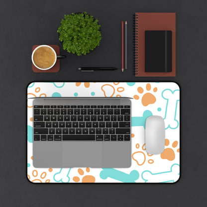 Pet Paw & Bone Desk Mat — Cute Dog Paw Print Mouse Pad
