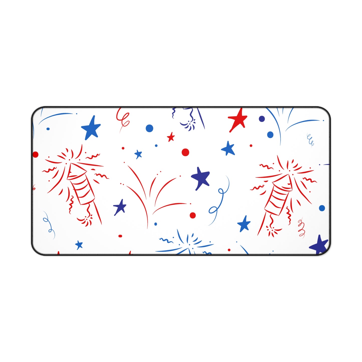 Patriotic Fireworks Desk Mat — Red White Blue Celebration Mouse Pad