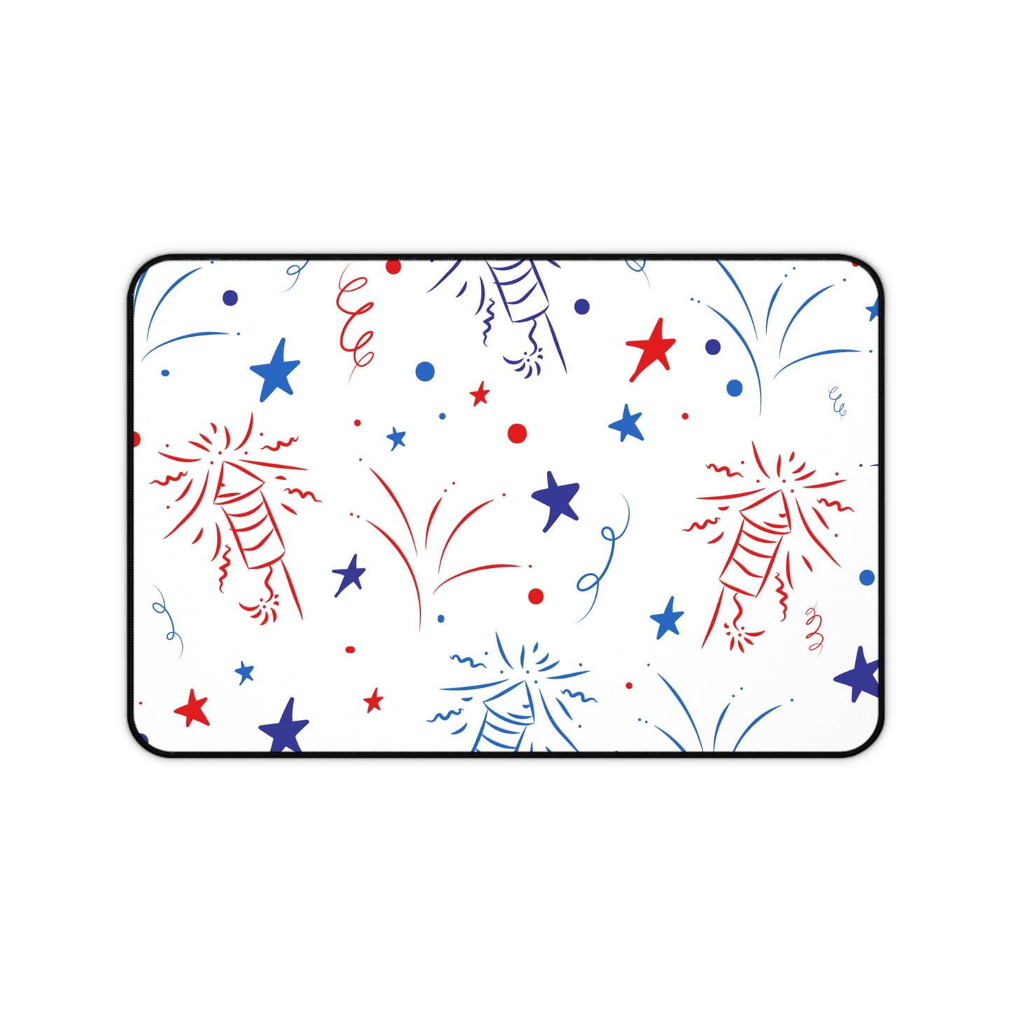 Patriotic Fireworks Desk Mat — Red White Blue Celebration Mouse Pad