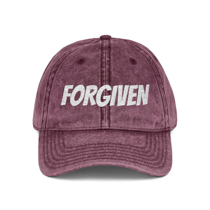 Forgiven Embroidered Vintage Cap — Washed Red Dad Hat