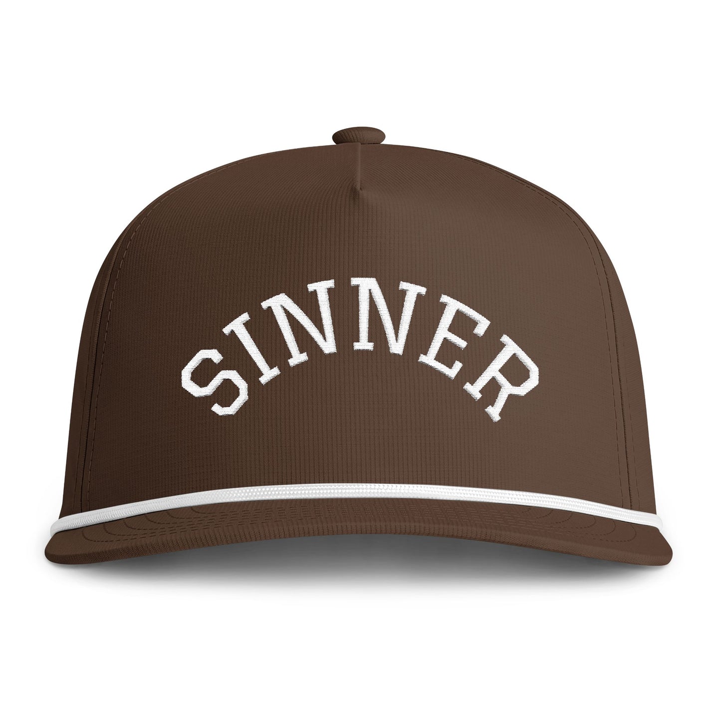 Sinner Rope Cap — Vintage Sunwashed Trucker Hat with Arched Embroidered Text