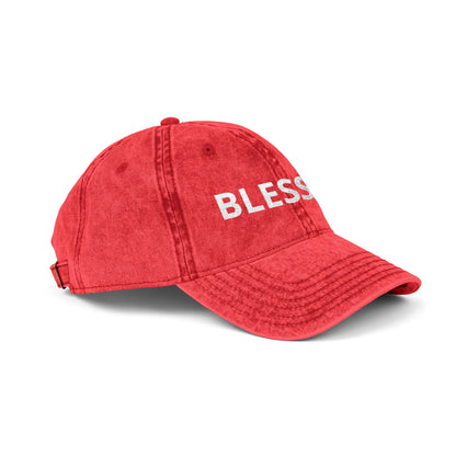 Blessed Vintage Embroidered Cap — Washed Red Baseball Hat