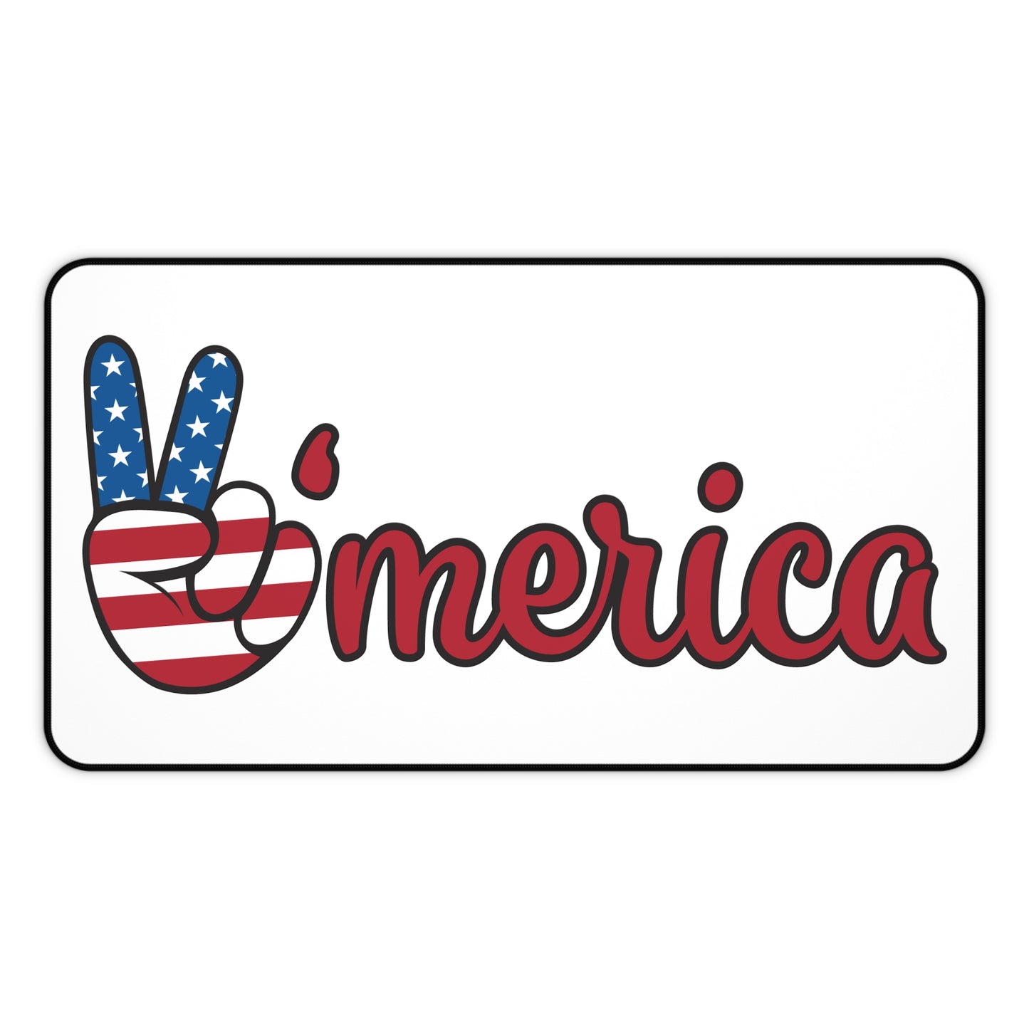 Patriotic ‘Merica Desk Mat – American Flag Peace Sign Mouse Pad