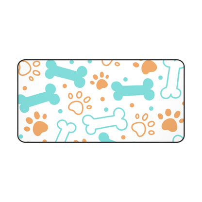 Pet Paw & Bone Desk Mat — Cute Dog Paw Print Mouse Pad