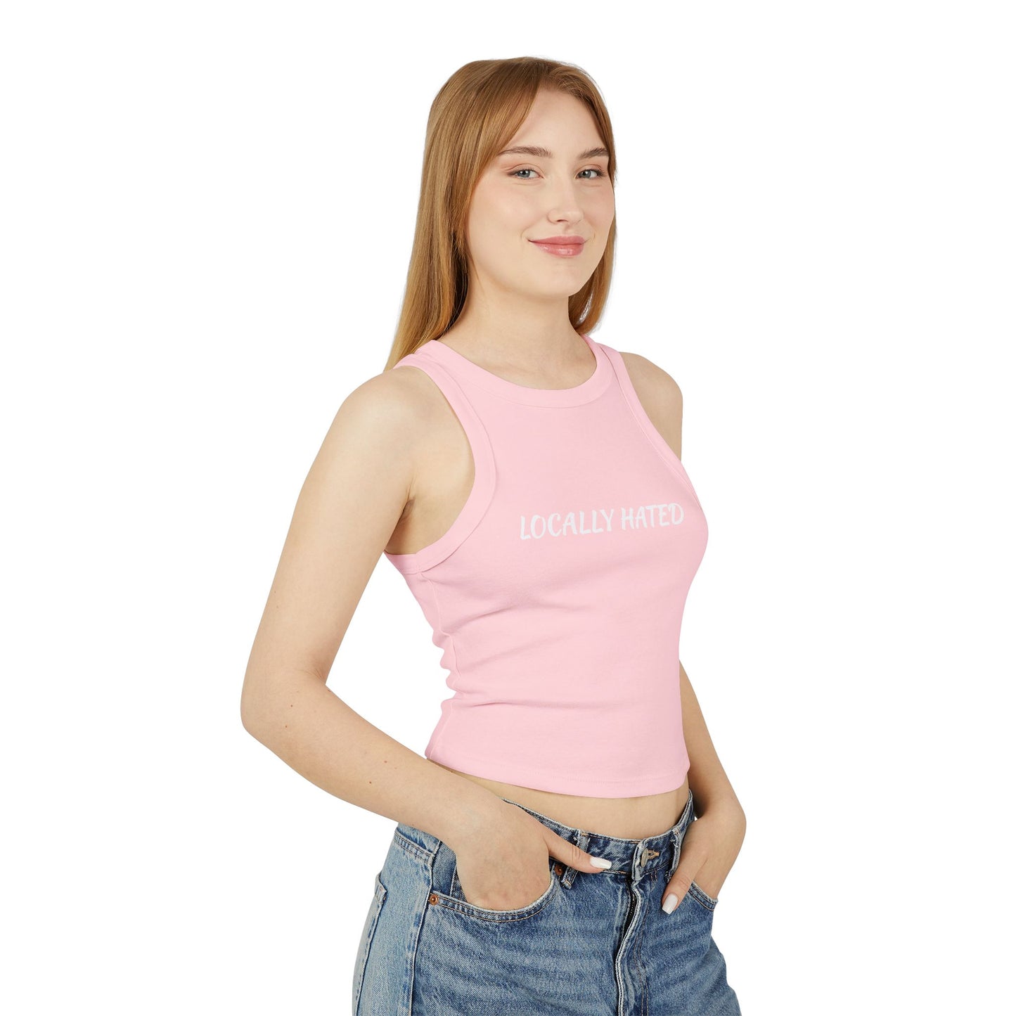 Locally Hated Racer Tank Top — Women's Micro Rib Cropped Tank