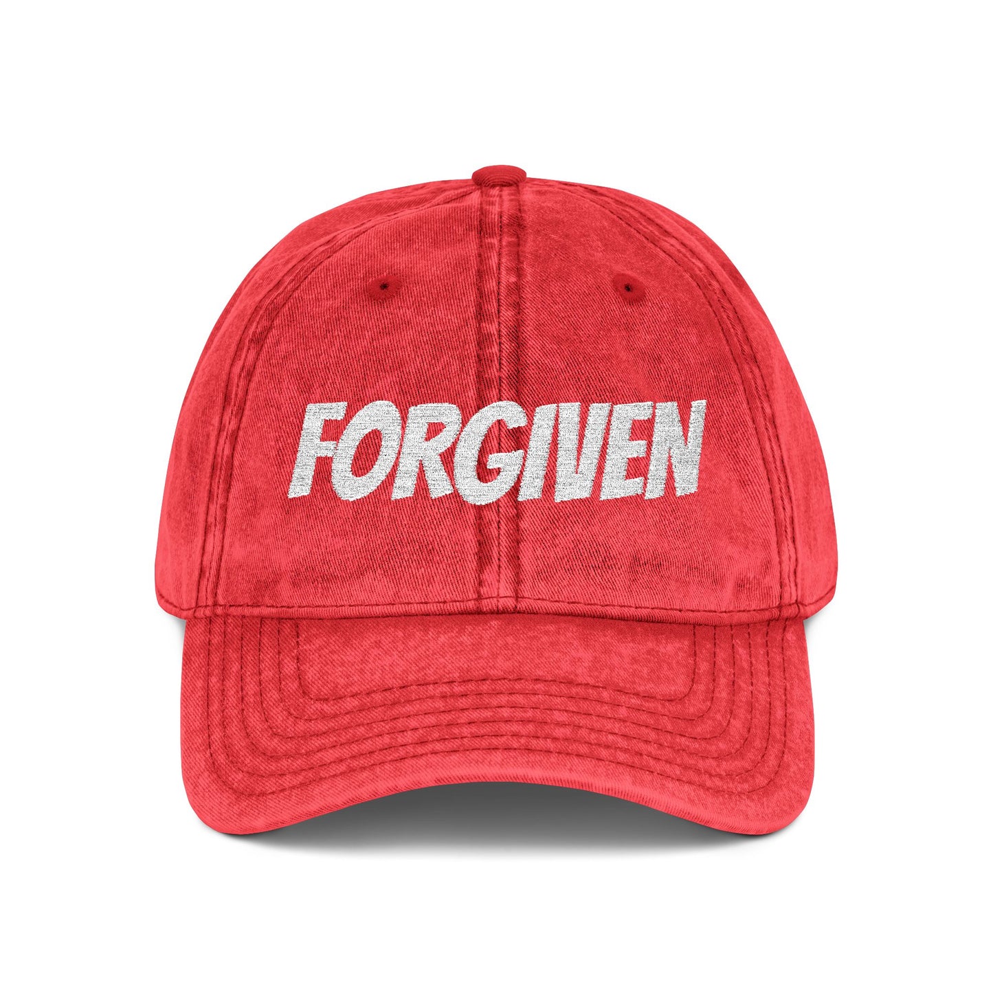 Forgiven Embroidered Vintage Cap — Washed Red Dad Hat