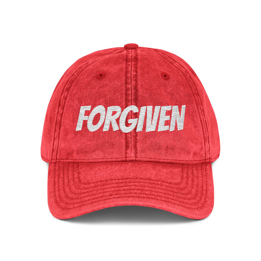Forgiven Embroidered Vintage Cap — Washed Red Dad Hat
