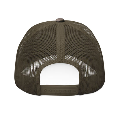 Camouflage Trucker Hat — "Flip Tables Pray Repeat" Embroidered Cap