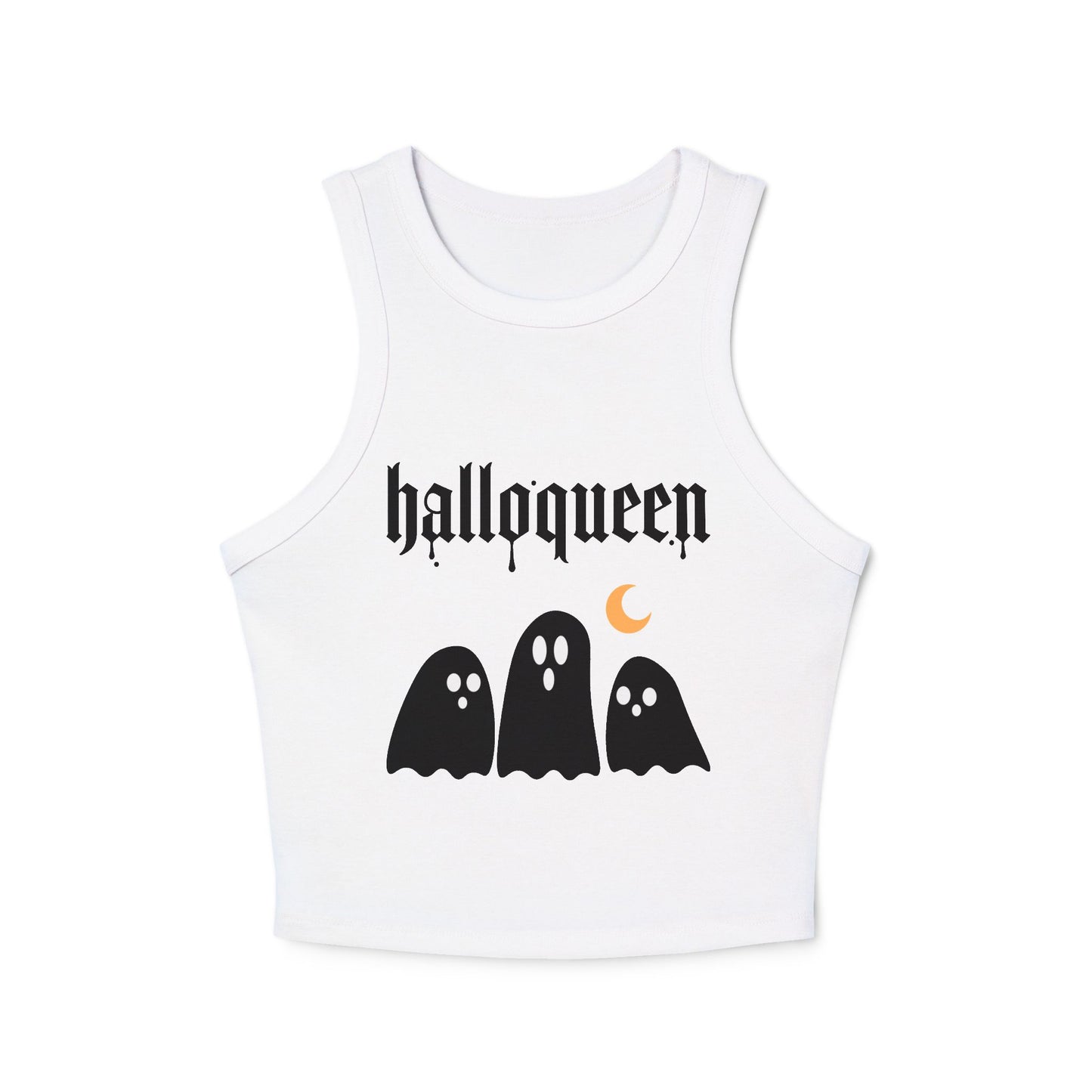 Halloqueen Racer Tank Top — Cute Gothic Ghosts Halloween Crop