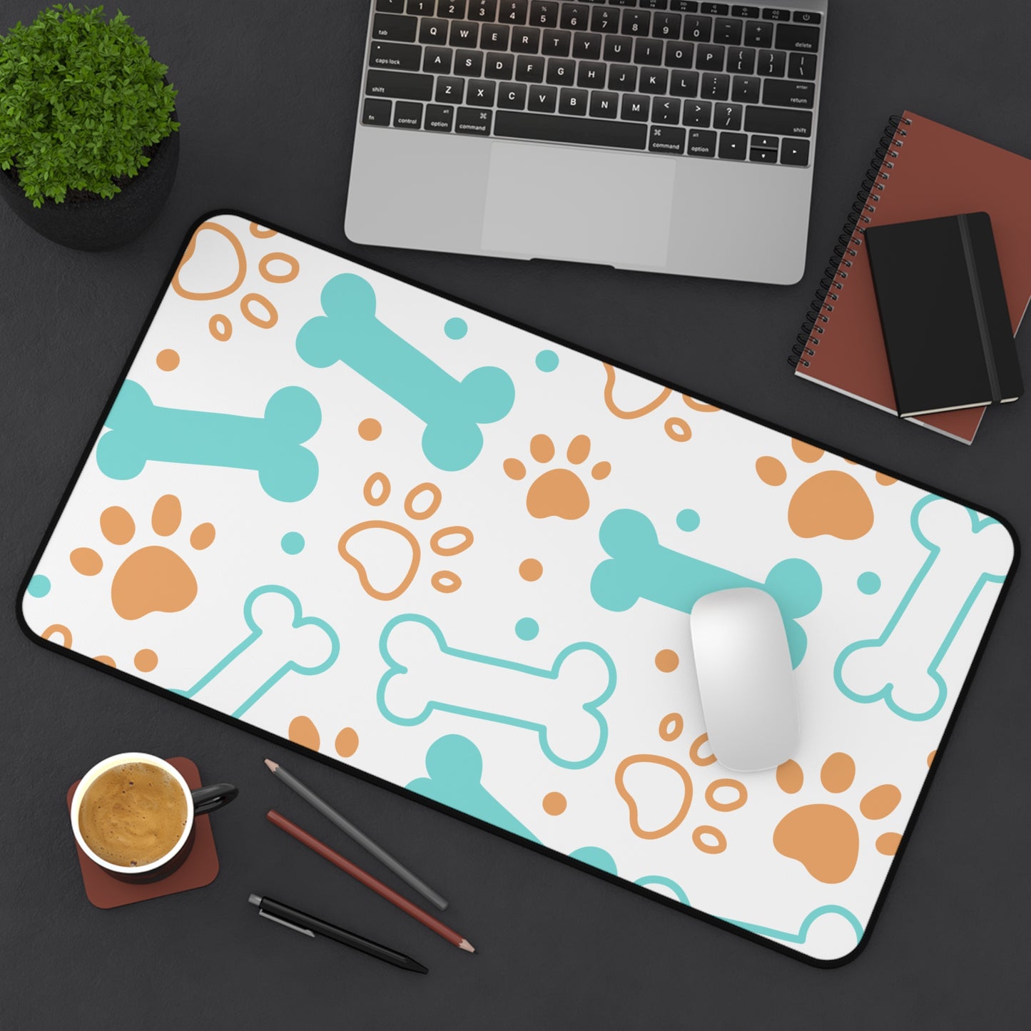 Pet Paw & Bone Desk Mat — Cute Dog Paw Print Mouse Pad