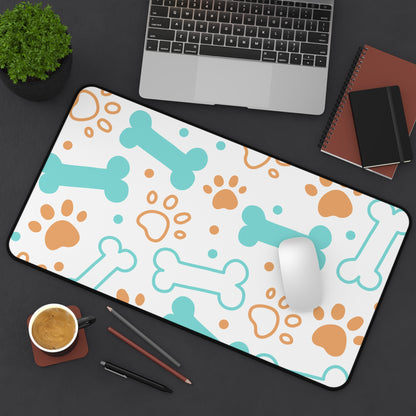 Pet Paw & Bone Desk Mat — Cute Dog Paw Print Mouse Pad