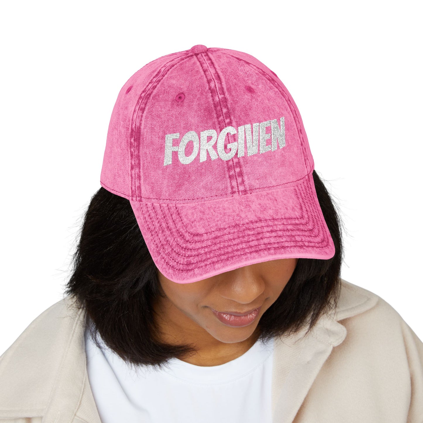Forgiven Embroidered Vintage Cap — Washed Red Dad Hat