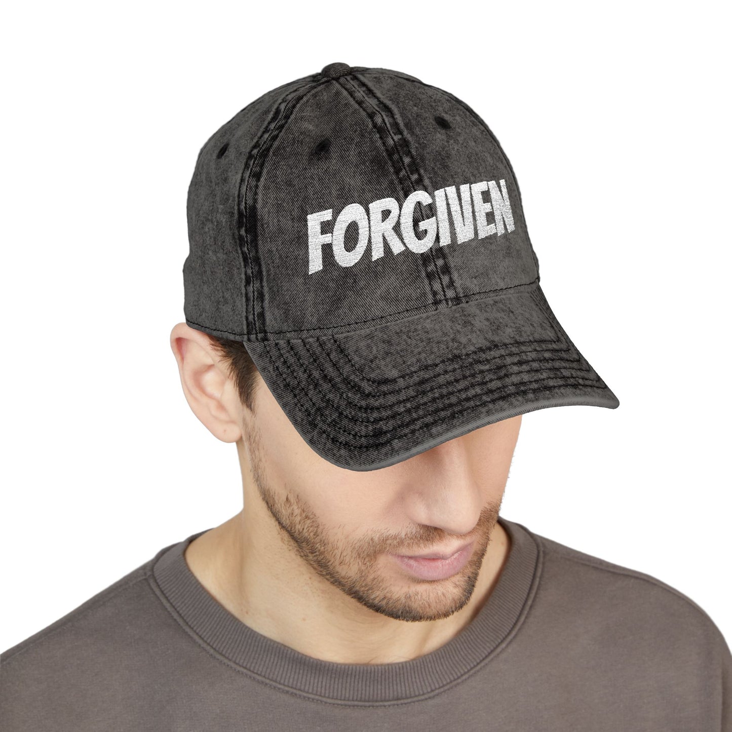 Forgiven Embroidered Vintage Cap — Washed Red Dad Hat