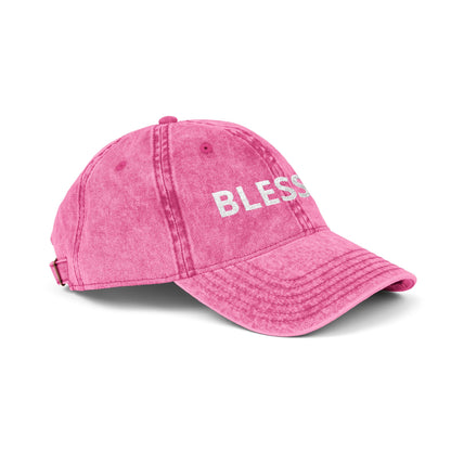 Blessed Vintage Embroidered Cap — Washed Red Baseball Hat