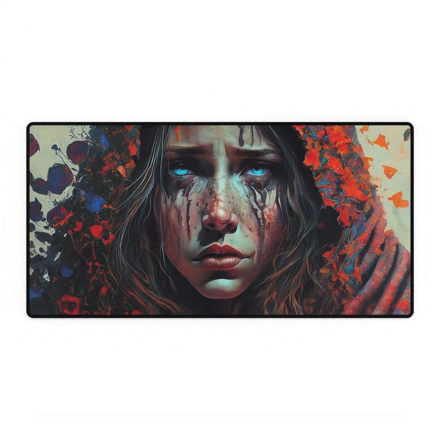 Crying Girl Desk Mat — Dark Fantasy Gaming Mouse Pad