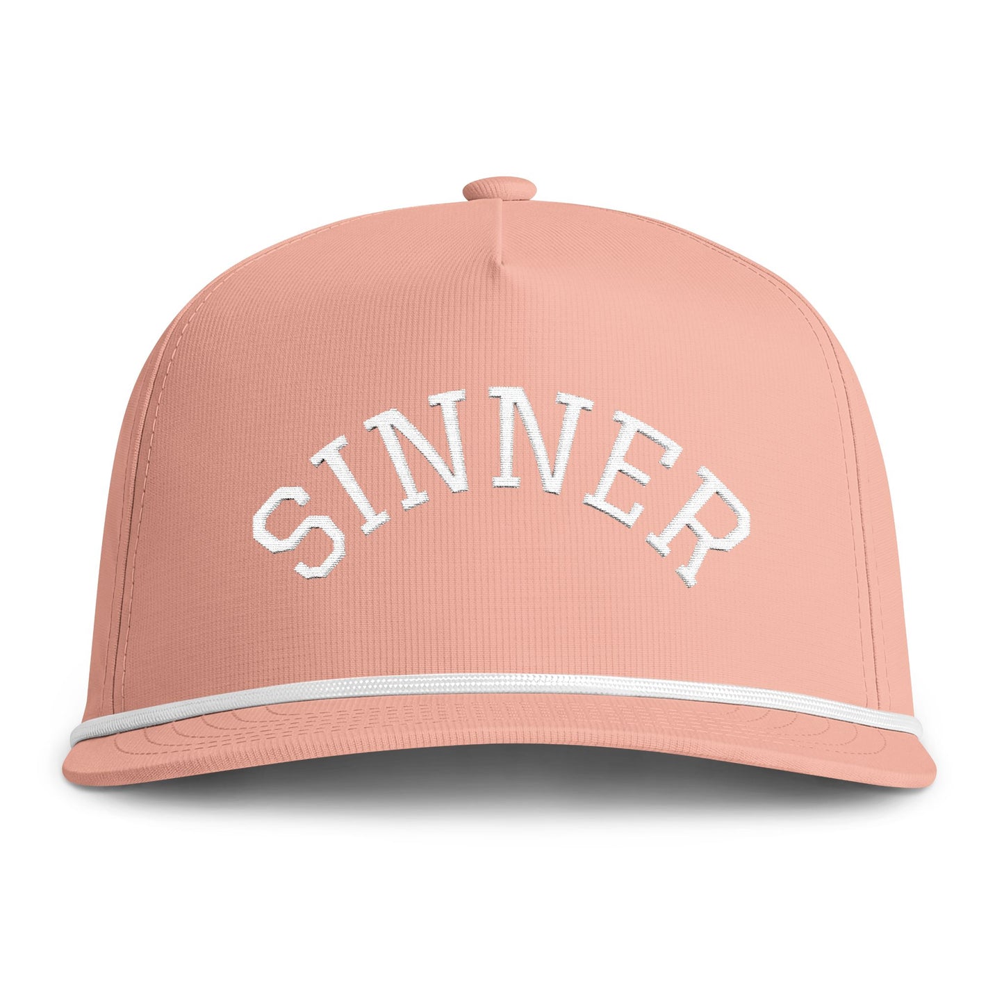 Sinner Rope Cap — Vintage Sunwashed Trucker Hat with Arched Embroidered Text