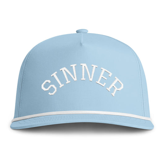 Sinner Rope Cap — Vintage Sunwashed Trucker Hat with Arched Embroidered Text