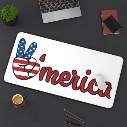 Patriotic ‘Merica Desk Mat – American Flag Peace Sign Mouse Pad