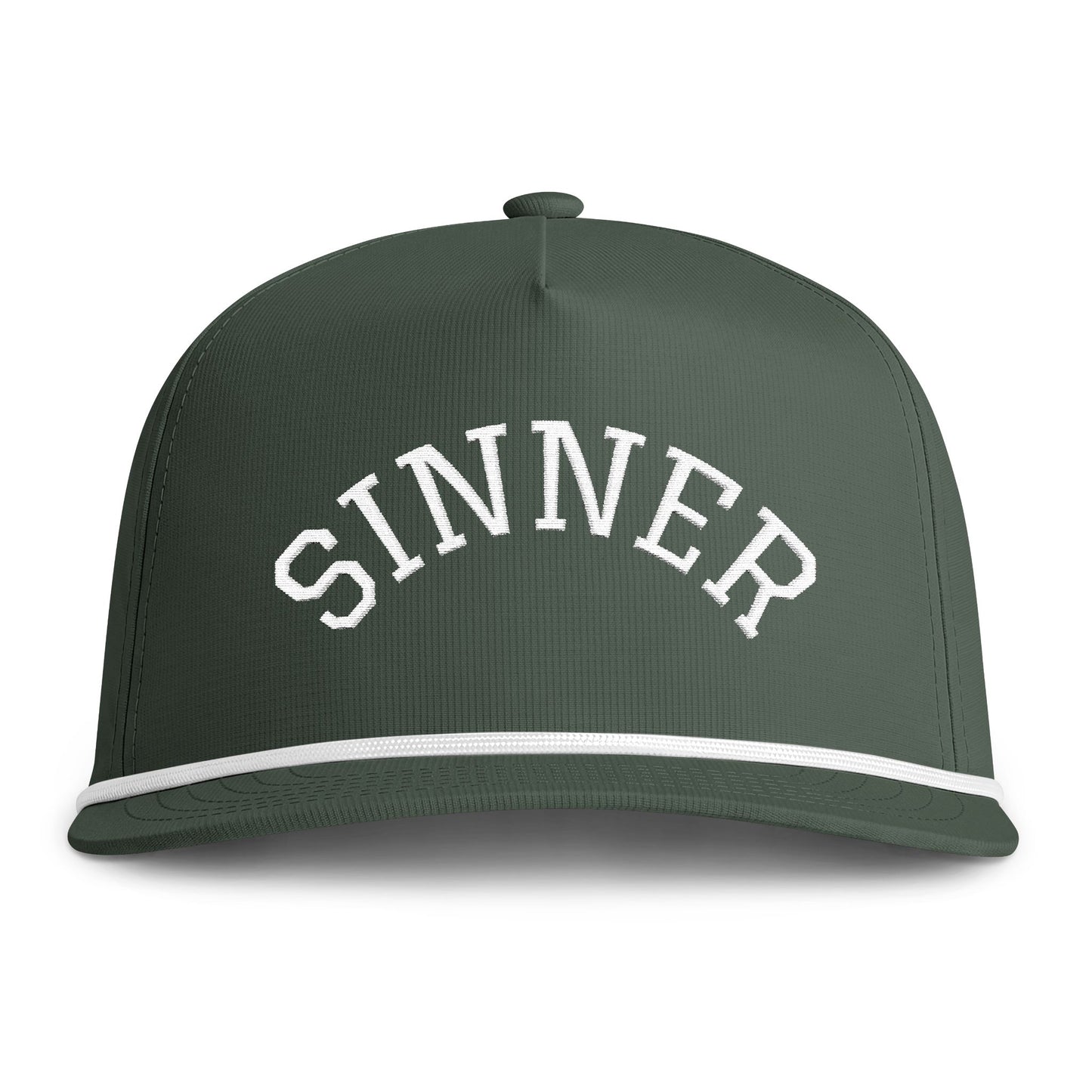 Sinner Rope Cap — Vintage Sunwashed Trucker Hat with Arched Embroidered Text