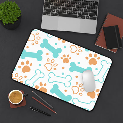 Pet Paw & Bone Desk Mat — Cute Dog Paw Print Mouse Pad