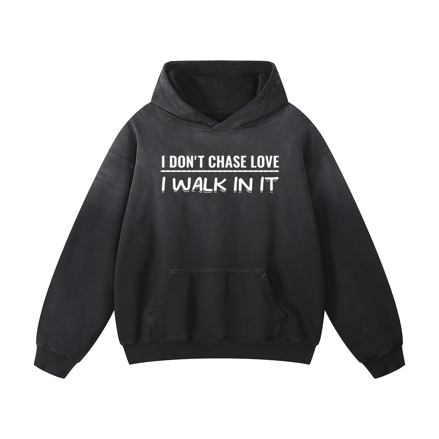 I Don't Chase Love - Heavyweight Sun Faded Oversized Hoodie