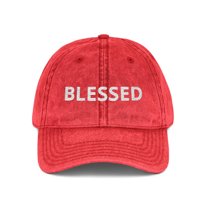Blessed Vintage Embroidered Cap — Washed Red Baseball Hat