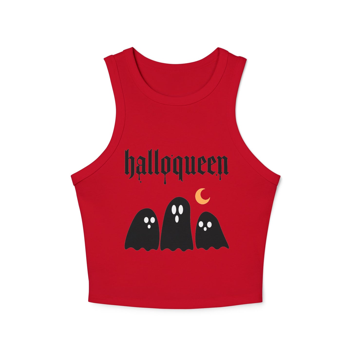 Halloqueen Racer Tank Top — Cute Gothic Ghosts Halloween Crop