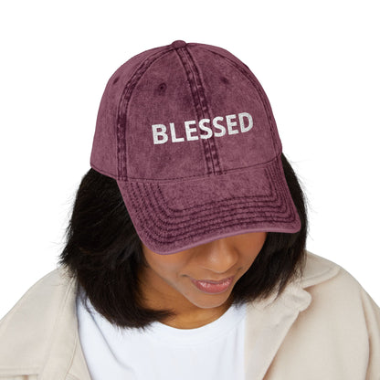Blessed Vintage Embroidered Cap — Washed Red Baseball Hat