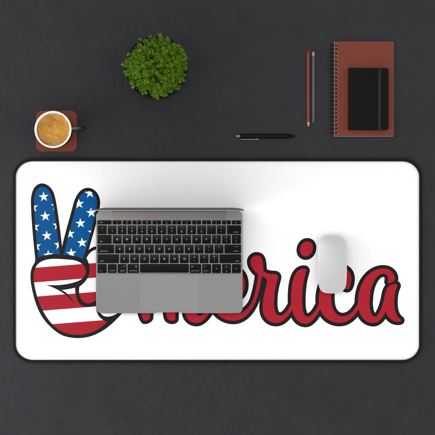 Patriotic ‘Merica Desk Mat – American Flag Peace Sign Mouse Pad