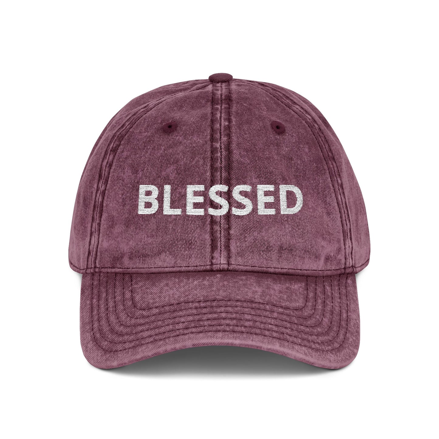 Blessed Vintage Embroidered Cap — Washed Red Baseball Hat