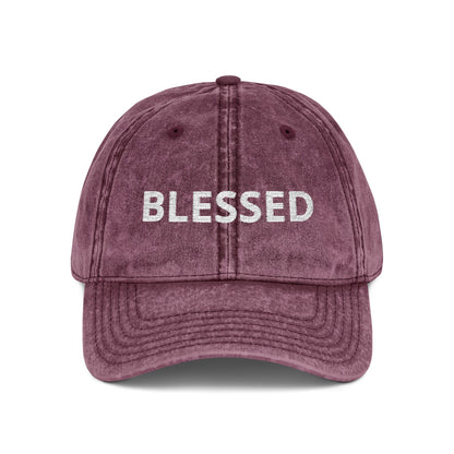 Blessed Vintage Embroidered Cap — Washed Red Baseball Hat