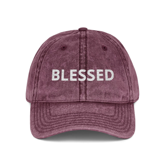 Blessed Vintage Embroidered Cap — Washed Red Baseball Hat