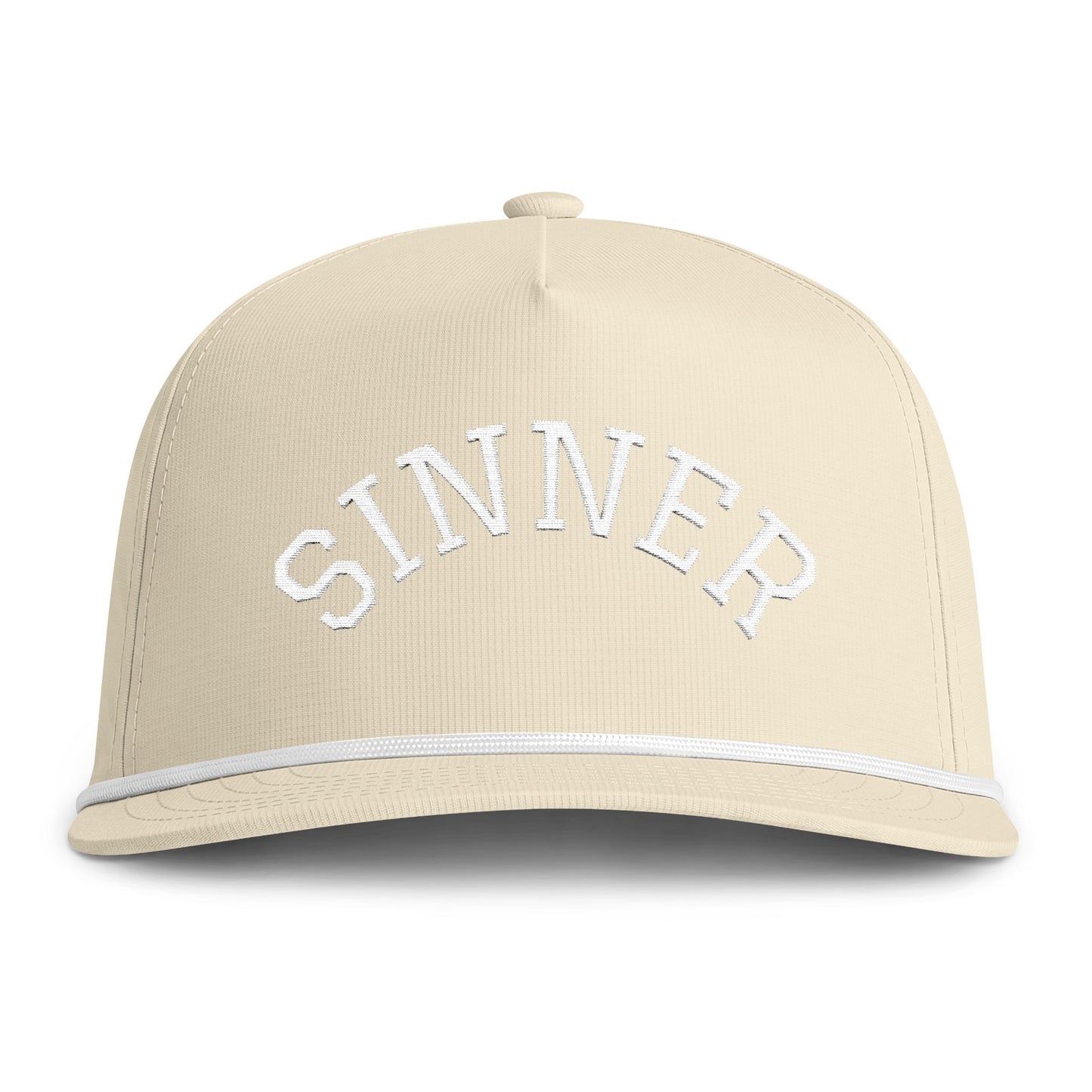 Sinner Rope Cap — Vintage Sunwashed Trucker Hat with Arched Embroidered Text