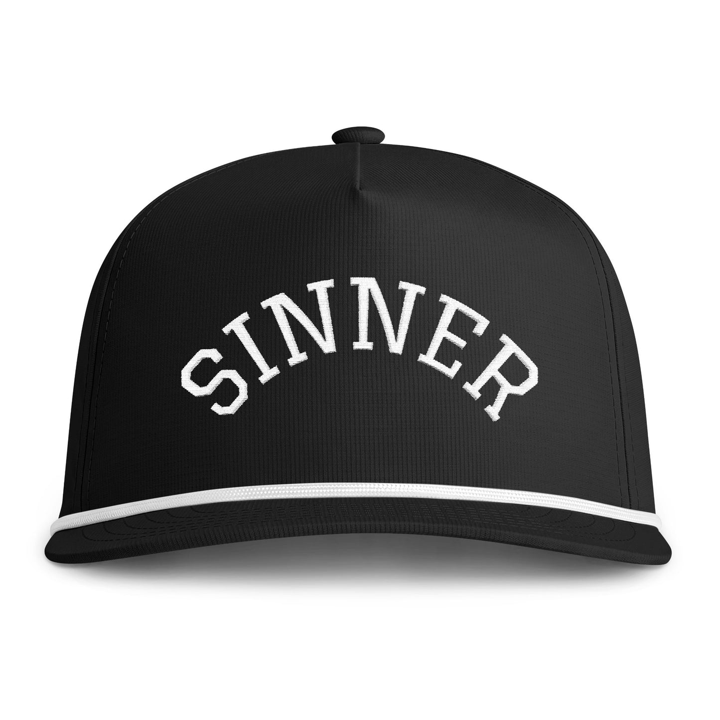 Sinner Rope Cap — Vintage Sunwashed Trucker Hat with Arched Embroidered Text