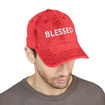 Blessed Vintage Embroidered Cap — Washed Red Baseball Hat