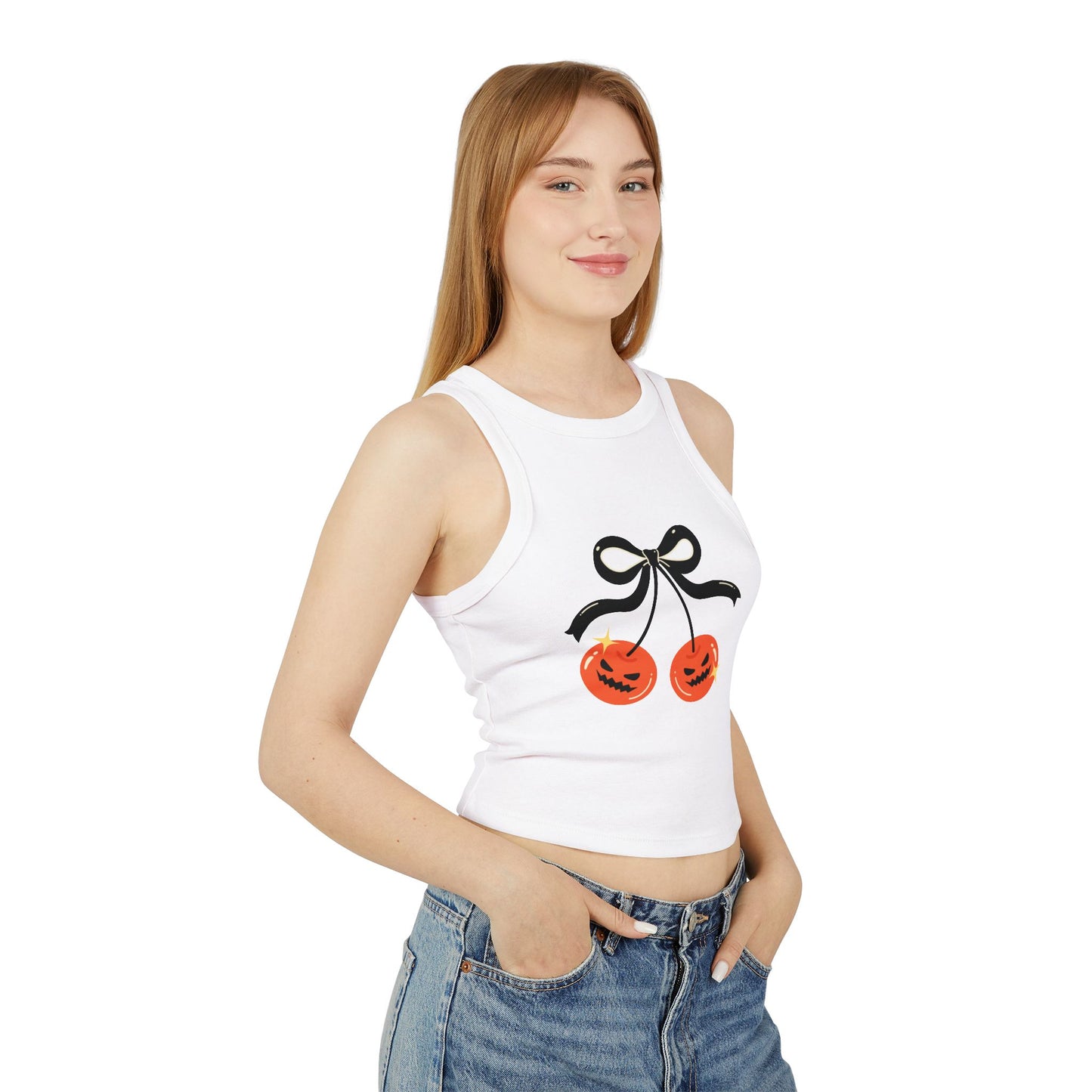 Halloween Jack-o’-Lantern Cherry Racer Tank Top