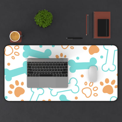 Pet Paw & Bone Desk Mat — Cute Dog Paw Print Mouse Pad